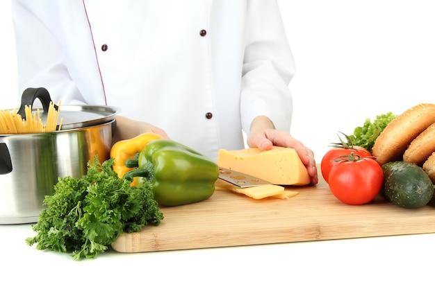 clean kitchen countertop with cutting board and vegetables